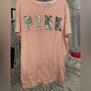 PINK VS bling crewneck short sleeve tee/t shirt top large